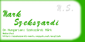 mark szekszardi business card